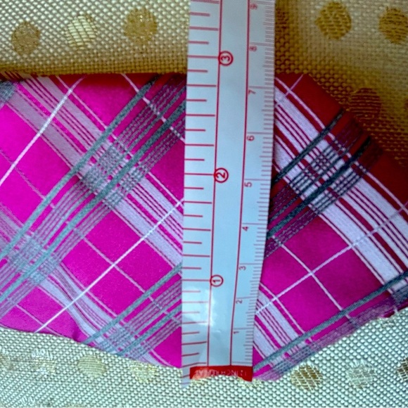 Pronto Uomo Fuchsia/pink and Gray Plaid , silk tie - Picture 4 of 4